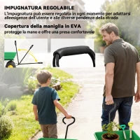 Carrello da Giardino 75L in Acciaio e PP con Vasca ribaltabile e Maniglia, 109x52x94 cm, Verde