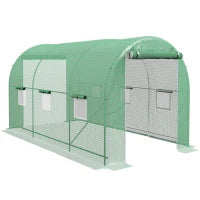 Serra da Giardino a Tunnel con Superficie a Terra 8 m², Porta con Zip, 6 Finestre Avvolgibili, 4L x 2l x 2.05H m, Verde
