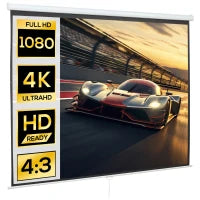 Telo per Proiettore da 120" Formato 16:9/4:3 ad Altezza Regolabile, 251.8x8.6x7 cm, Bianco e Nero