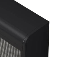 Armadio a Muro a 3 Ante in Vetro con Design Curvo, Spazio di Archiviazione Versatile，per Soggiorno e Bagno, 90×20×70 cm, Nero