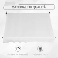 Tenda da Sole da Esterno 2x1.5m a Rullo con Manovella, Altezza e Angolazione Regolabile, Bianco