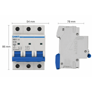 Chint nb1-63 interruttore magnetotermico 3p curva c 6ka guida din *** ampere 16 ampere, confezione 1