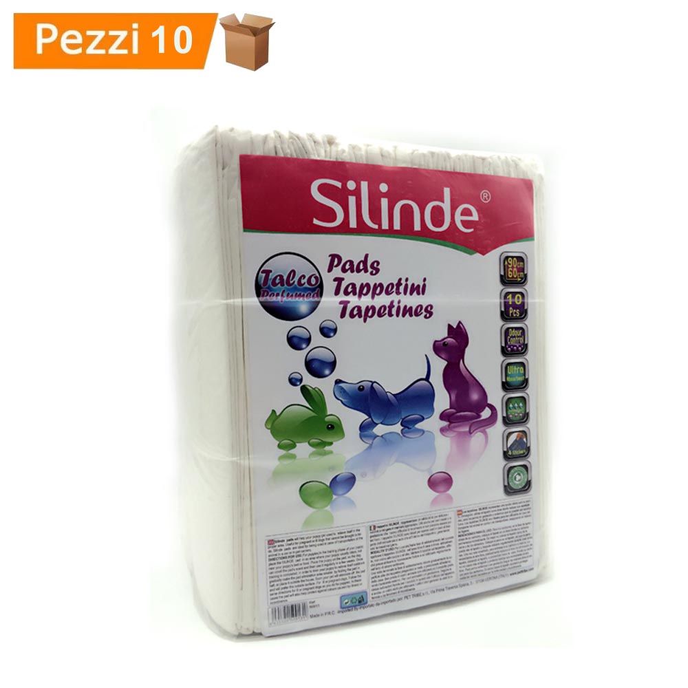 Multipack da 10 confezioni silinde tappetini per cani assorbenti igienici al talco adesivi 60x90 cm
