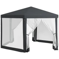 Gazebo da Giardino Esagonale con Doppio Ingresso, in Metallo e Poliestere, 3.94x3.94x2.5 m, Grigio
