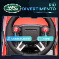 Macchina per Bambini con Licenza Land Rover 6V, Funzionamento Elettrico e a Spinta, Velocità 3km/h, Rosso