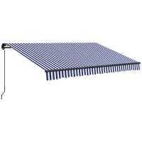 Tenda Solare per Terrazza con Manovella,Resistente alle Intemperie, 350 cm x 290 cm, Blu e Bianco