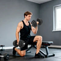 Set 2 Manubri Regolabili da 40 kg Totali con 12 Dischi e Impugnatura Antiscivolo, in Acciaio e Plastica, Nero