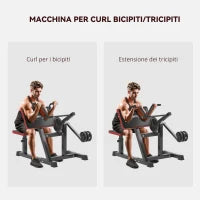 Panca Romana 2 in 1 per Curl e Tricipiti con Sedile a 5 Livelli e 25 Regolazioni, Nero