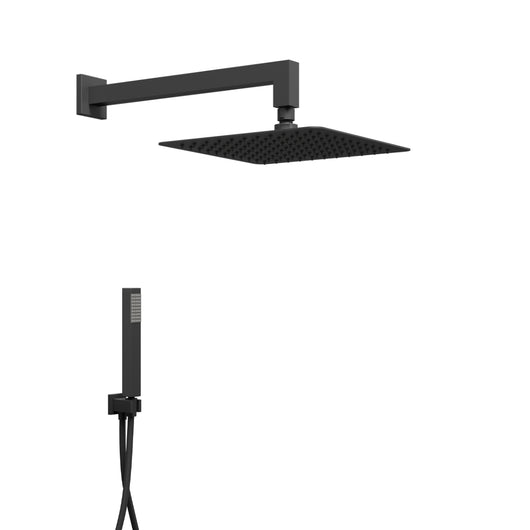 Kit doccia con soffione quadrato nero braccio presa acqua doccetta flessibile in pvc per il bagno *** confezione 1