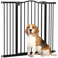 Cancelletto per Cani Estensibile con 4 Viti Regolabili, in Metallo e Plastica, 74-100x94 cm, Nero