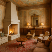 Camino a legna prefabbricato focolare refrattario semiaperto a sinistra qr100fsx