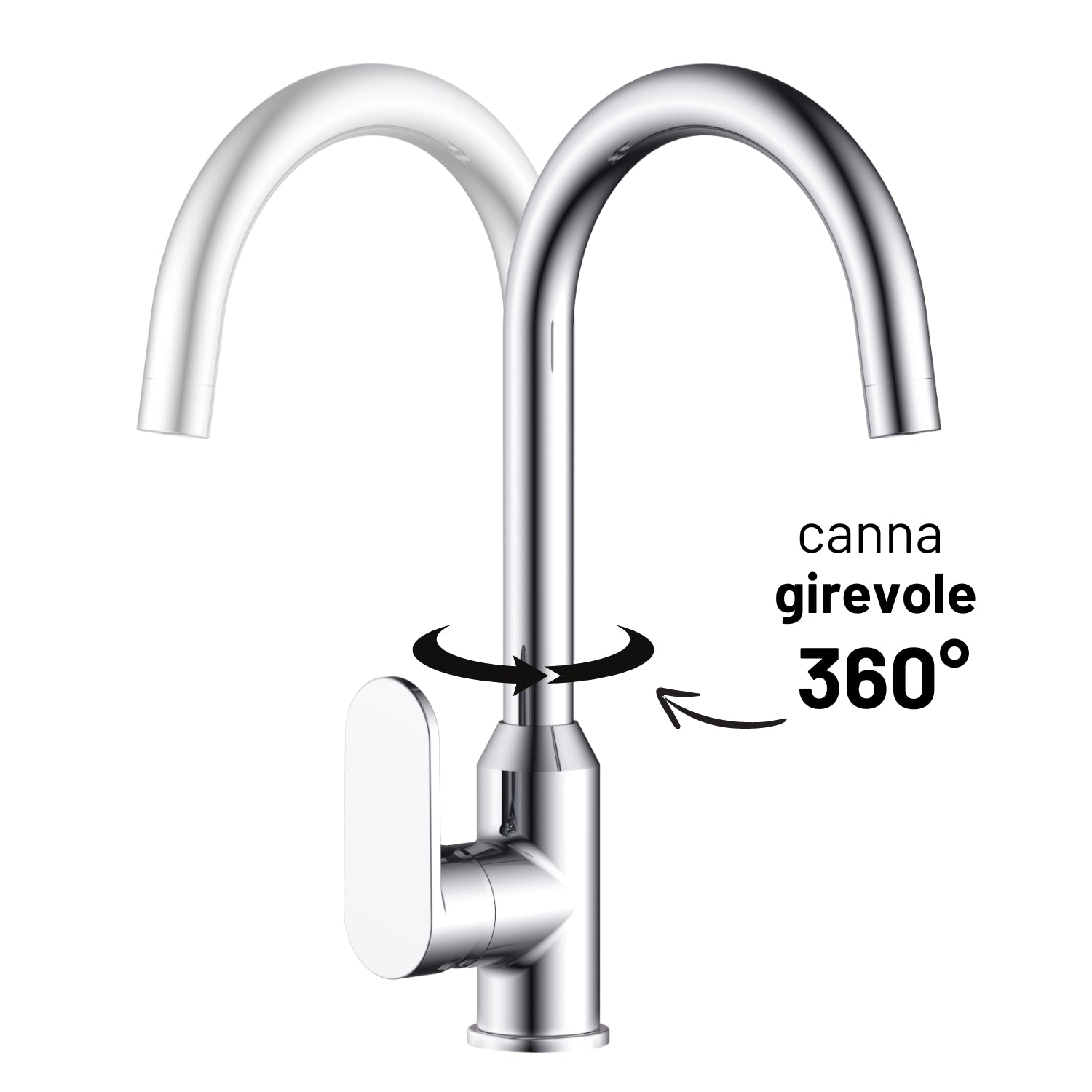 Miscelatore monocomando lavello cucina canna orientabile sofia installazione rapida *** finitura- cromo lucido, confe...