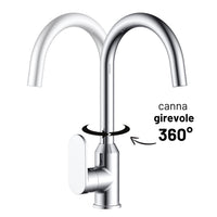 Miscelatore monocomando lavello cucina canna orientabile sofia installazione rapida *** finitura- cromo lucido, confe...