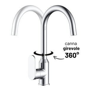 Miscelatore monocomando lavello cucina canna orientabile sofia installazione rapida *** finitura- cromo lucido, confe...