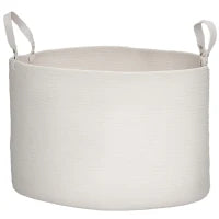 Cesto Portabiancheria da 88L Portatile e Pieghevole con Manici in Cotone Naturale, Ø56x35.5 cm, Crema