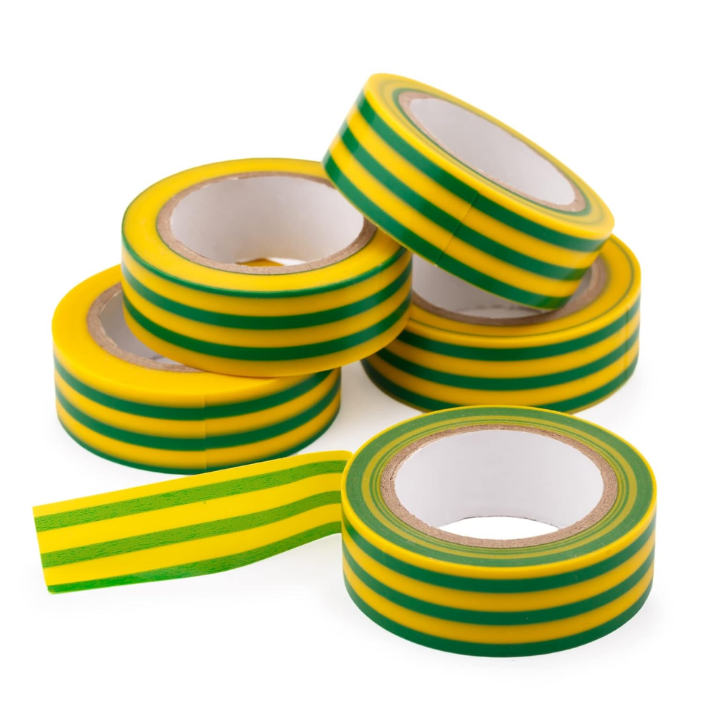 Kit nastro isolante in pvc autoestinguente multicolore per impianti sicuri *** colore giallo/verde, dimensioni 19 mm ...