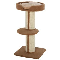 Tiragraffi ad Albero per Gatti con Cuccia, Cuscino, Rivestimento Peluche e Pali in Corda Sisal