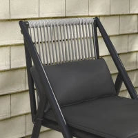 Salotto da Giardino per 2 Persone da 3 Pezzi, 2 Poltrone con Cuscini e Tavolino con Piano in Vetro Temperato, Struttura in Alluminio, Grigio