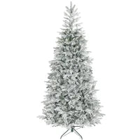 Albero di Natale Innevato Alto 210 cm con Rami Realistici e Base in Metallo Pieghevole