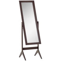 Specchio da Terra Grande con Inclinazione Regolabile per Camera da Letto, 47L x 46l x 148H cm, in Legno, Marrone Scuro