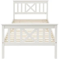 Letto Singolo in legno Massiccio, Design Minimalista con Spazio di Stoccaggio, senza Materasso, 208x96x82 cm, Bianco