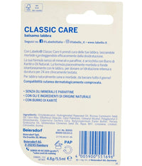 Labello Classic Care Stick Balsamo Labbra Formula Senza Oli Minerali E Parabeni         