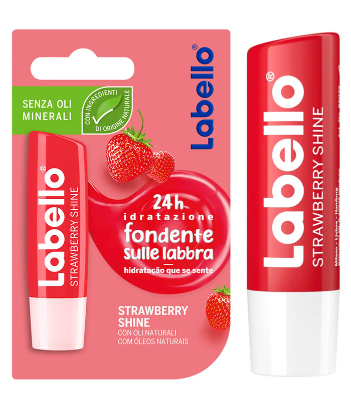 Trade Shop - Labello Strawberry Shine Fragola Balsamo Labbra Senza Oli Minerali E Parabeni -