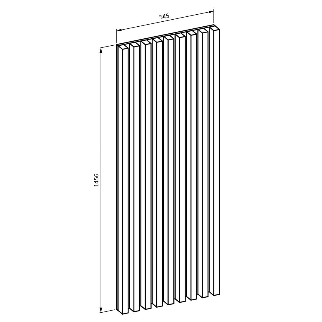 Lamelle murali verticali in aspetto quercia su supporto fondo nero opaco collezione CLARA