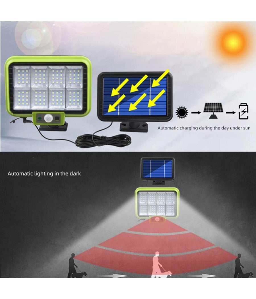 Lampada A Energia Solare Sensore Movimento 3 Modalità  Impermeabile Scale Giardino         
