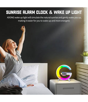 Lampada A Forma Di G Multicolor Con Cassa Speacker E Caricabatteria Ad Induzione         