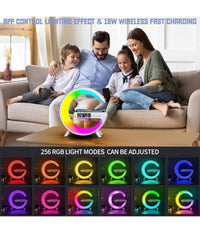 Lampada A Forma Di G Multicolor Con Cassa Speacker E Caricabatteria Ad Induzione         