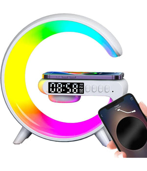 Lampada A Forma Di G Multicolor Con Cassa Speacker E Caricabatteria Ad Induzione         