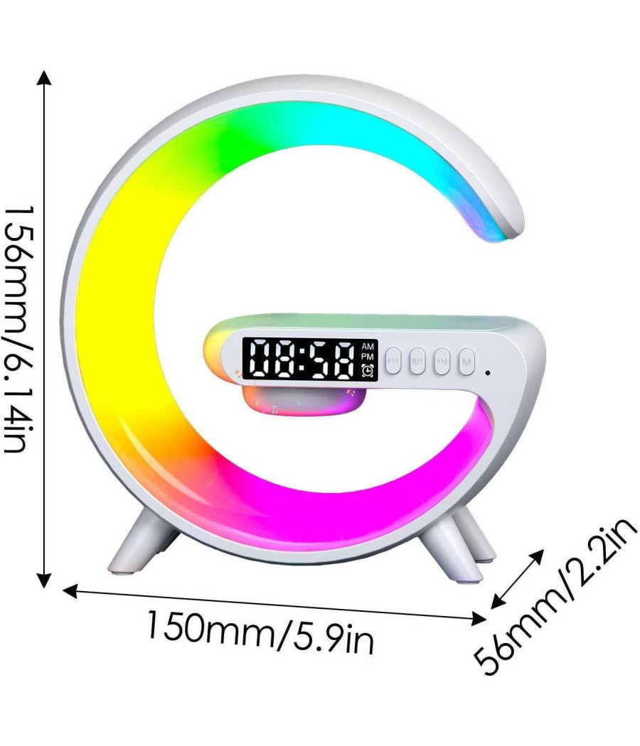 Lampada A Forma Di G Multicolor Con Cassa Speacker E Caricabatteria Ad Induzione         