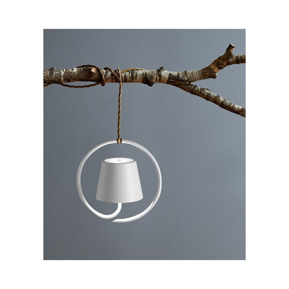 Lampada a led a sospensione Poldina Bianca ricaricabile e dimmerabile