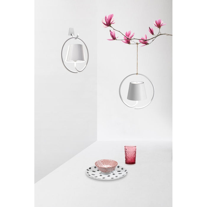 Lampada a led da Parete con Gancio Poldina Bianca ricaricabile e dimmerabile con batteria fino a 12 ore
