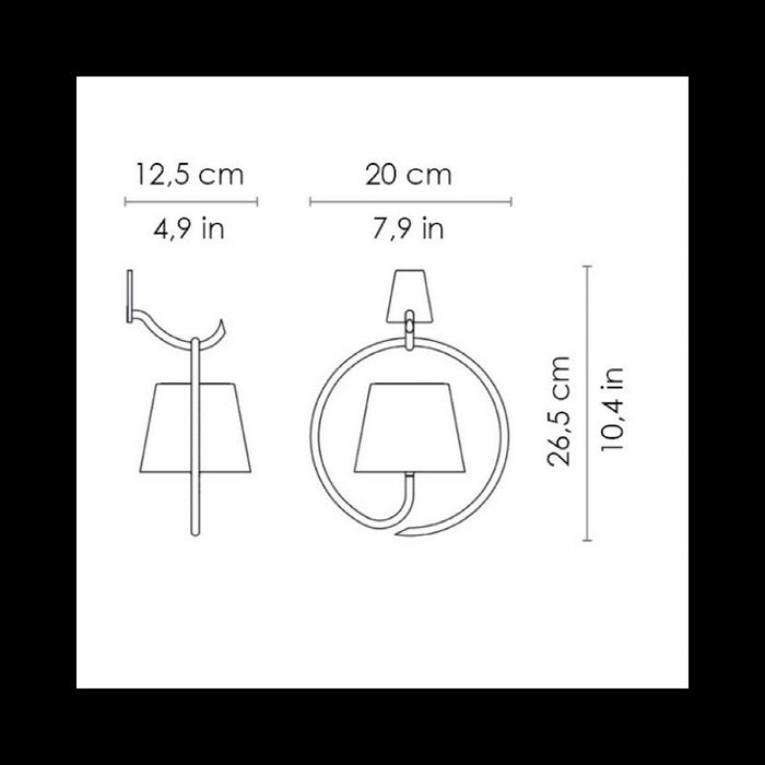 Lampada a led da Parete con Gancio Poldina Grigio Scuro ricaricabile e dimmerabile con batteria fino a 12 ore