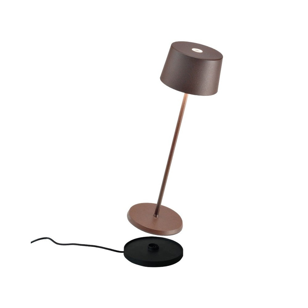 Lampada a led da tavolo Olivia Pro Corten ricaricabile e dimmerabile