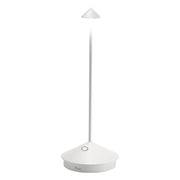 Lampada a led da tavolo Pina Pro Bianca ricaricabile e dimmerabile senza fili Zafferano CCT 2200-2700-3000K IP54 Batteria da 12h