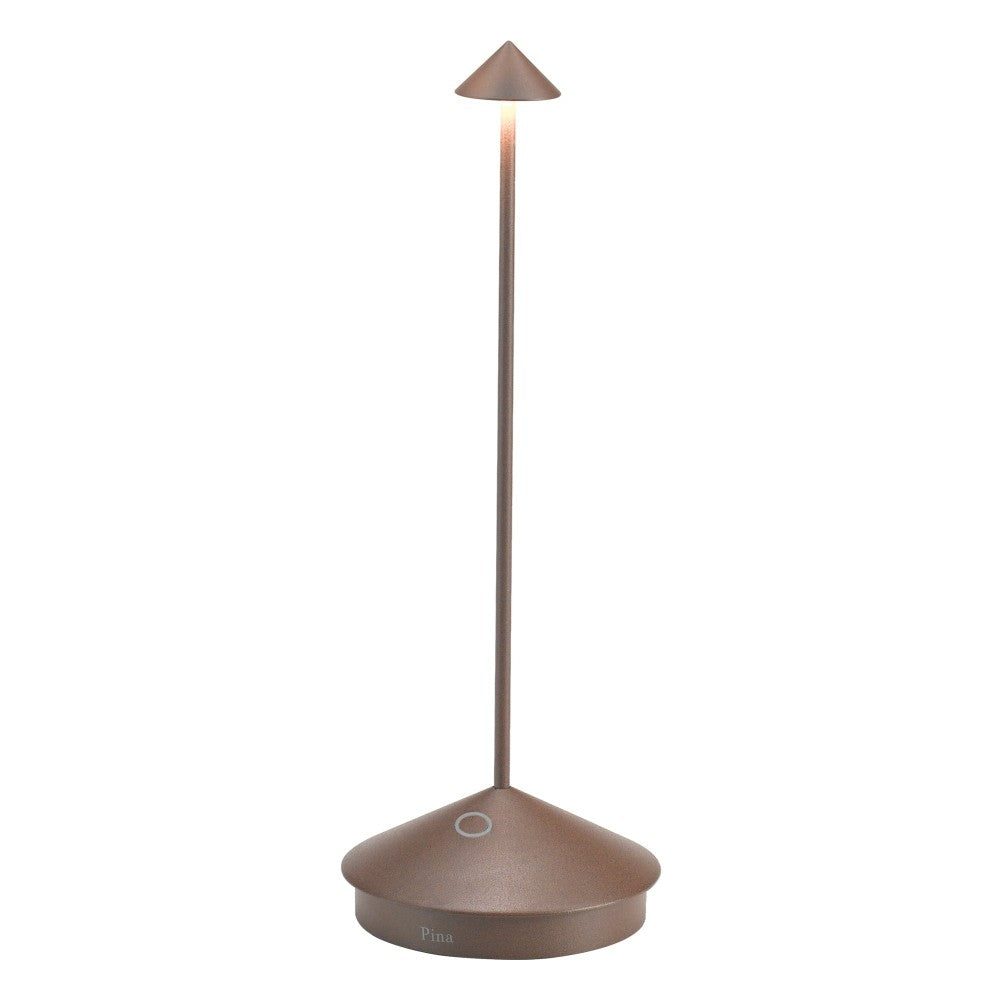 Lampada a led da tavolo Pina Pro Corten ricaricabile e dimmerabile senza fili Zafferano 2200-2700-3000K