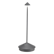 Lampada a led da tavolo Pina Pro Grigio Scuro ricaricabile e dimmerabile senza fili Zafferano 2200-2700-3000K IP54 Batteria da 12h
