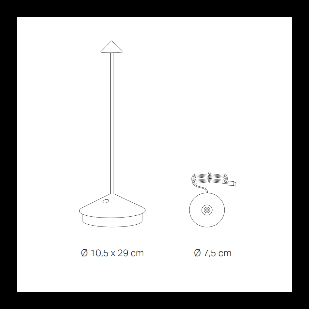 Lampada a led da tavolo Pina Pro Titanio ricaricabile e dimmerabile - 2.2W, 2200-2700-3000 K, IP54
