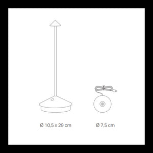 Lampada a led da tavolo Pina Pro Titanio ricaricabile e dimmerabile - 2.2W, 2200-2700-3000 K, IP54