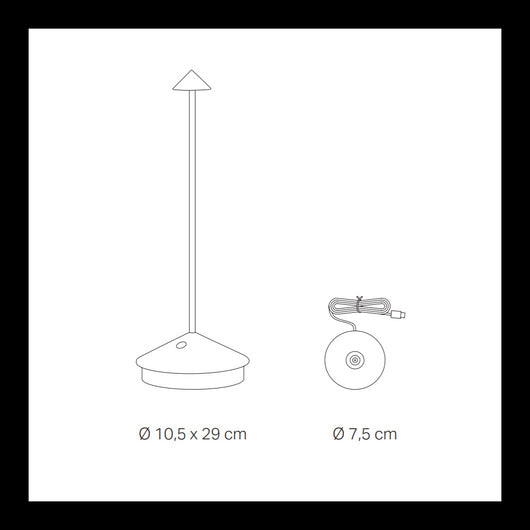 Lampada a led da tavolo Pina Pro Titanio ricaricabile e dimmerabile - 2.2W, 2200-2700-3000 K, IP54