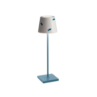 Lampada a led da tavolo Poldina Lido pesci azzurri ricaricabile e dimmerabile con batteria fino a 12 ore. Per uso esterno IP65