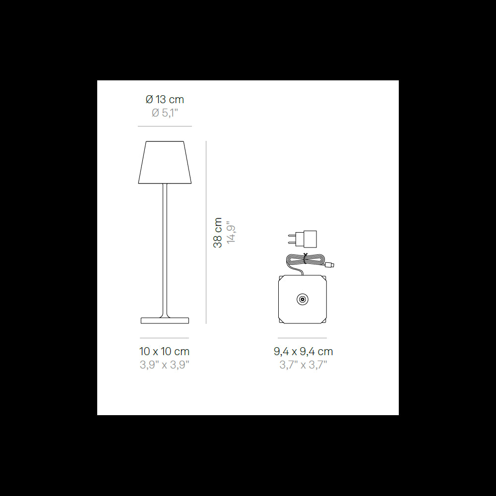 Lampada a led da tavolo Poldina Lido pesci azzurri ricaricabile e dimmerabile con batteria fino a 12 ore. Per uso esterno IP65