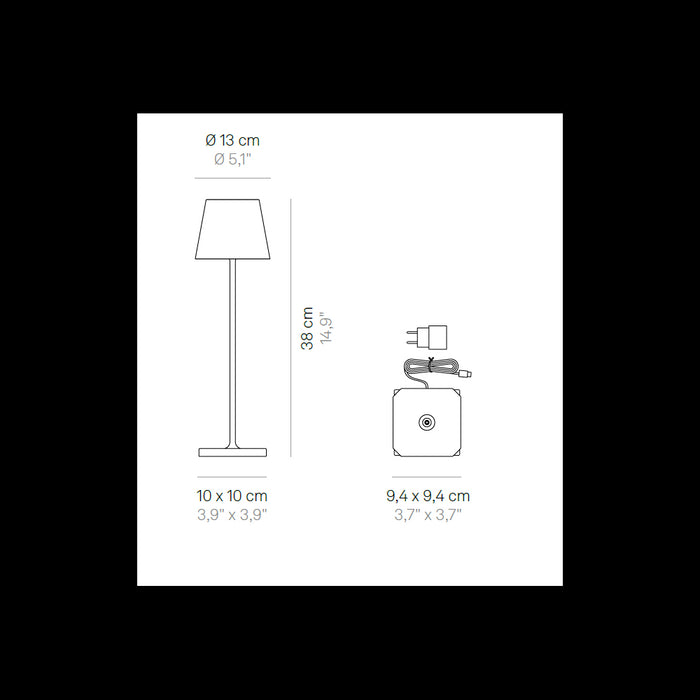 Lampada a led da tavolo Poldina Lido pesci azzurri ricaricabile e dimmerabile con batteria fino a 12 ore. Per uso esterno IP65