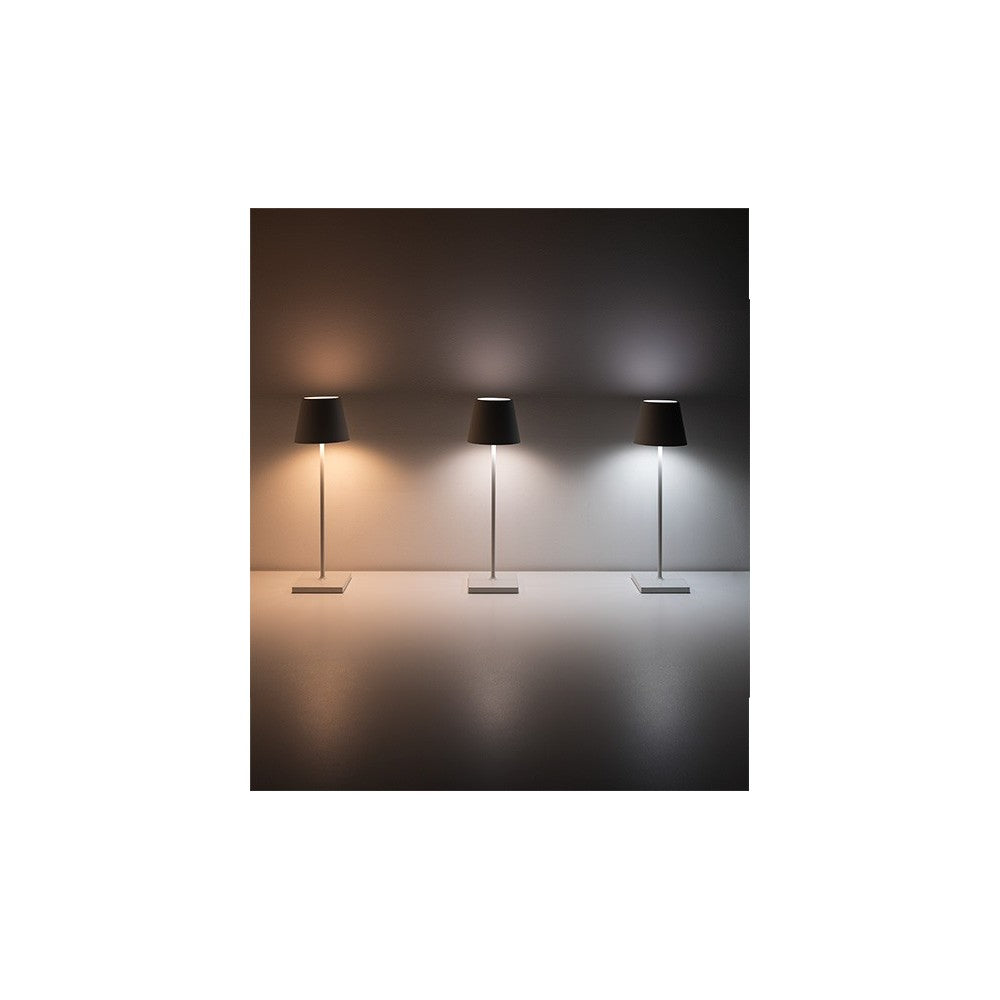 Lampada a led da tavolo Poldina Pro Blu avio Foglia Oro Craquelè ricaricabile e dimmerabile con batteria fino a 12 ore