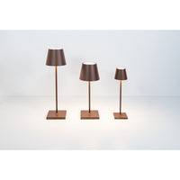 Lampada a led da tavolo Poldina Pro Micro Corten ricaricabile e dimmerabile con batteria fino a 12 ore