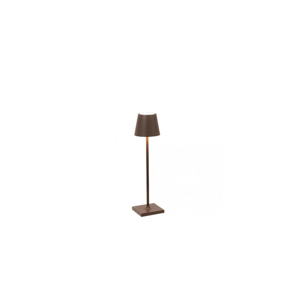 Lampada a led da tavolo Poldina Pro Micro Corten ricaricabile e dimmerabile con batteria fino a 12 ore