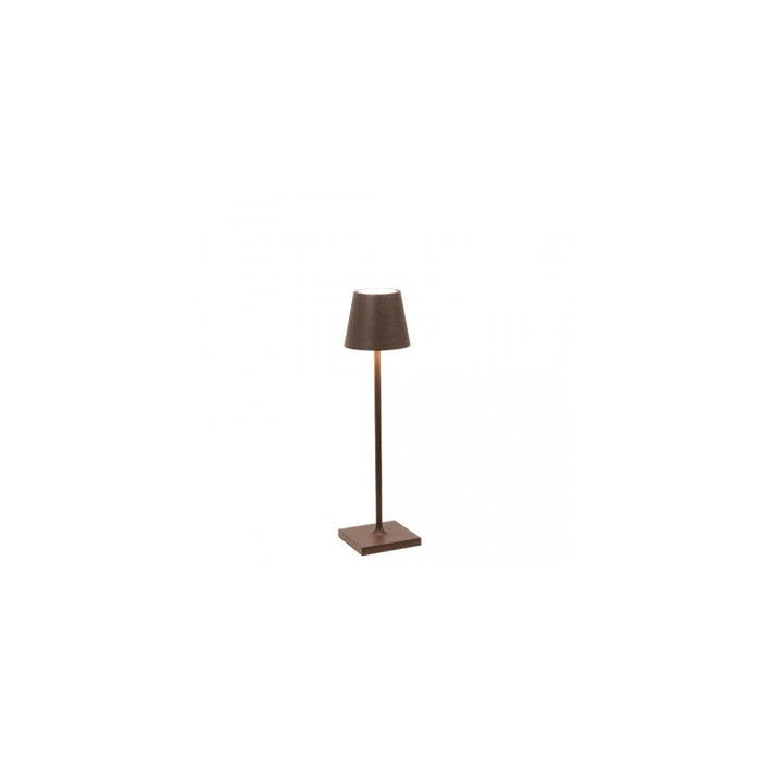 Lampada a led da tavolo Poldina Pro Micro Corten ricaricabile e dimmerabile con batteria fino a 12 ore